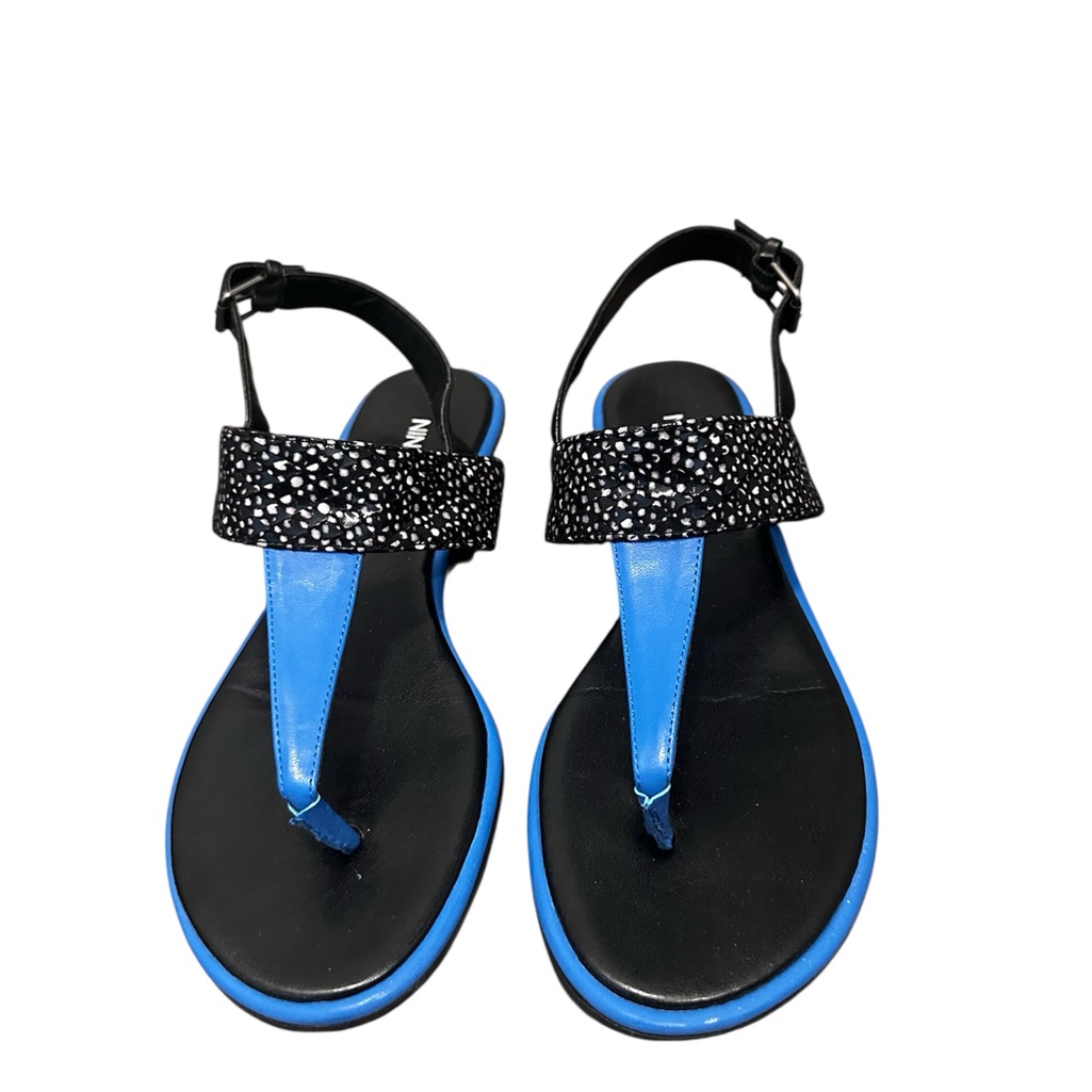 Black, Blue, And White Nine West Thong Sandals - Size 7.5